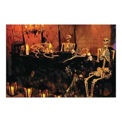画像1: 【IN-775486】HAUTED SKELETON BANQUET BACKDROP BANNER