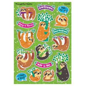 画像: 【T-63359】LARGE SPARKLE STICKER  "THOUGHTFUL SLOTHS"