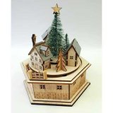 画像: 【MHB-36749】WOODEN HOUSE LIGHT STAND【オルゴール付】