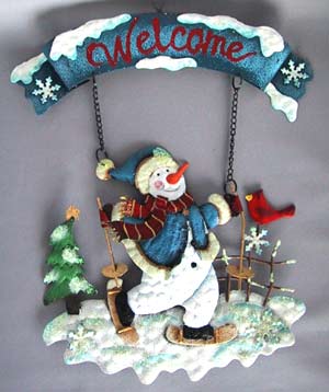 画像1: 【M-9635】TIN WELCOME SIGN "SNOWMAN"