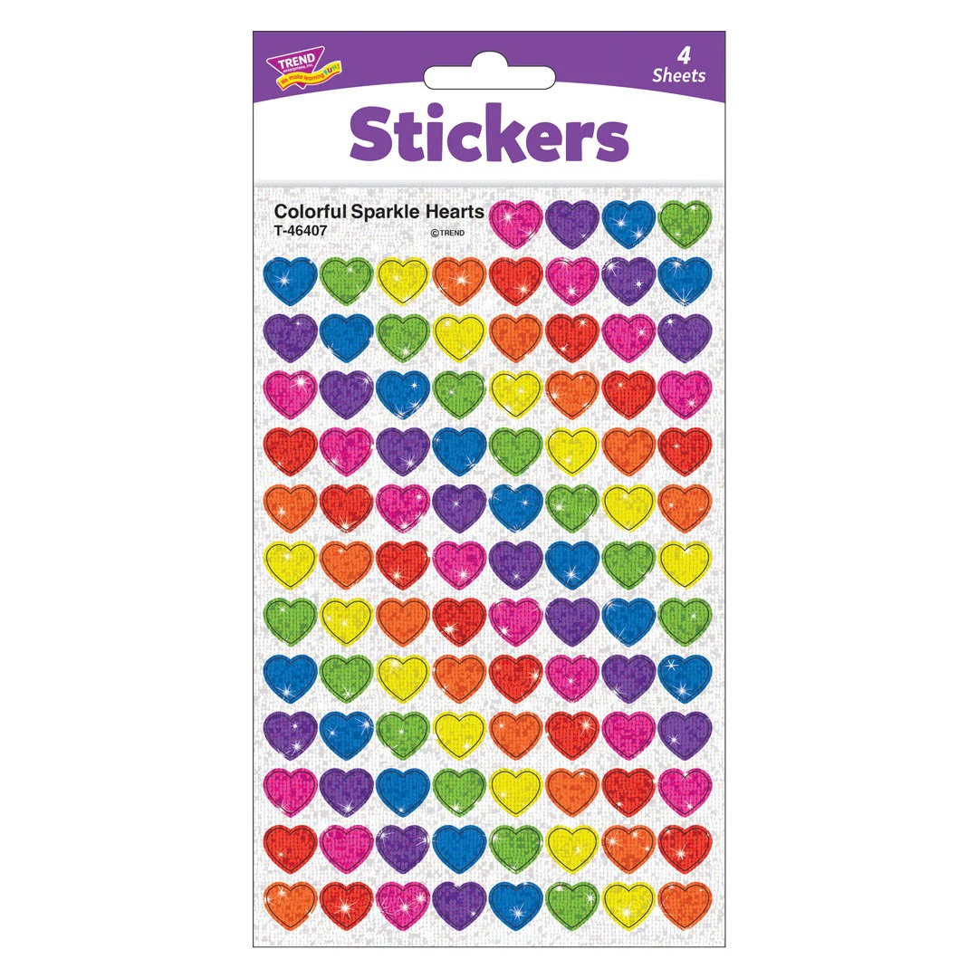 画像: 【T-46407】SPARKLE CHART STICKERS  "COLORFUL  SPARKLE HEARTSS"