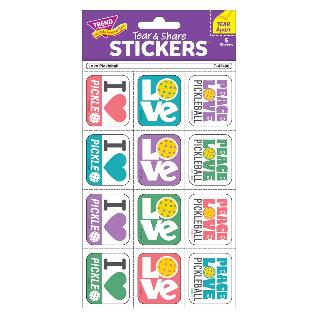 画像: 【T-47408】TEAR & SHARE STICKERS "LOVE PICKLEBALL"